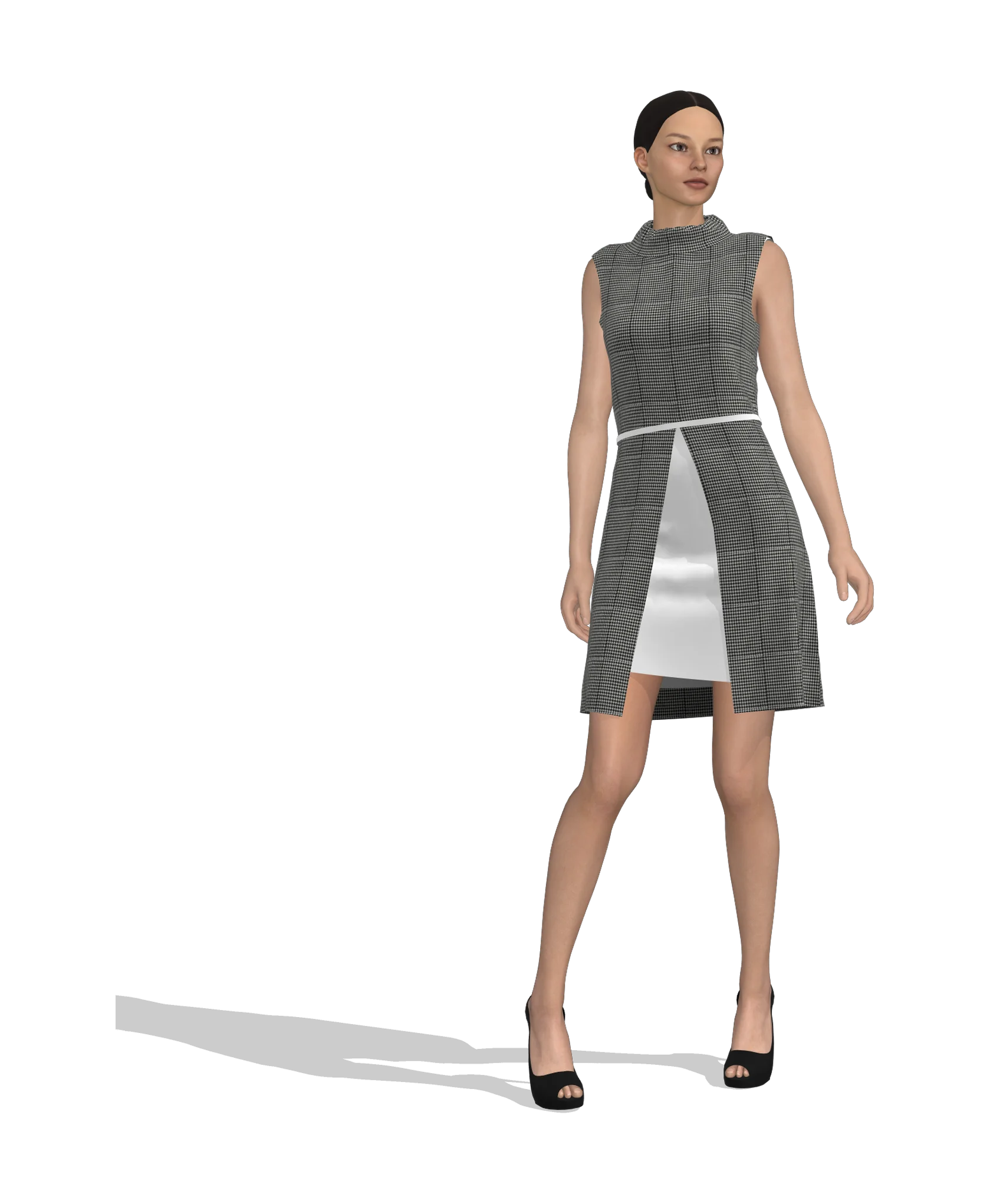 KDscion p79 sleeveless sheath dress with belt - two tone layer